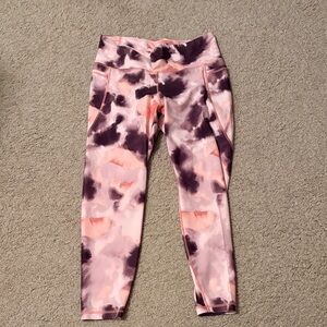 Old Navy Women’s Leggings - Pink and Purple Tie-Dye - pockets